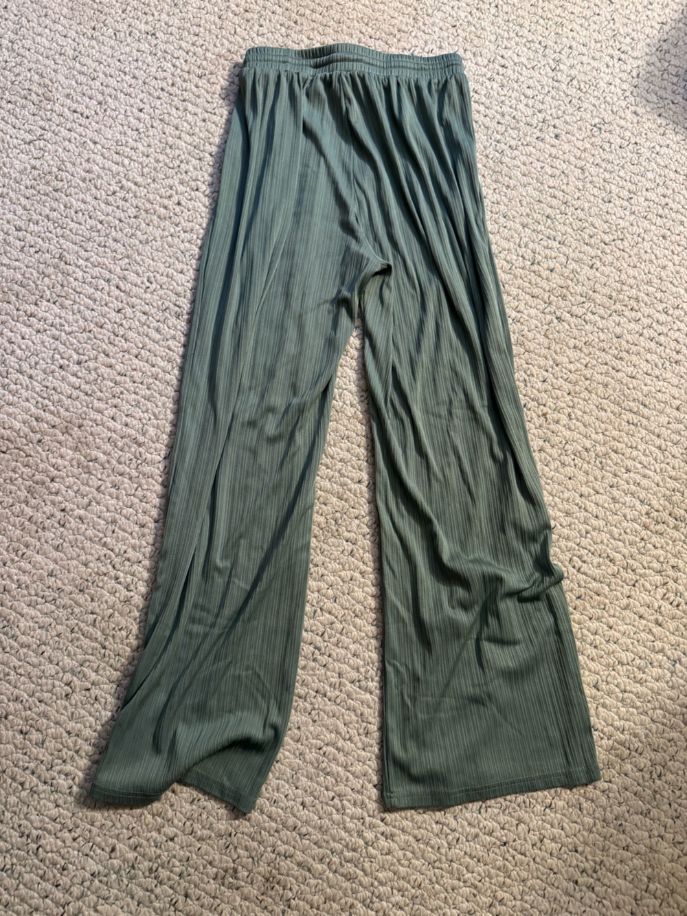 Cider Olive Green Ribbed Wide-Leg Drawstring Pants - Picture 3 of 4